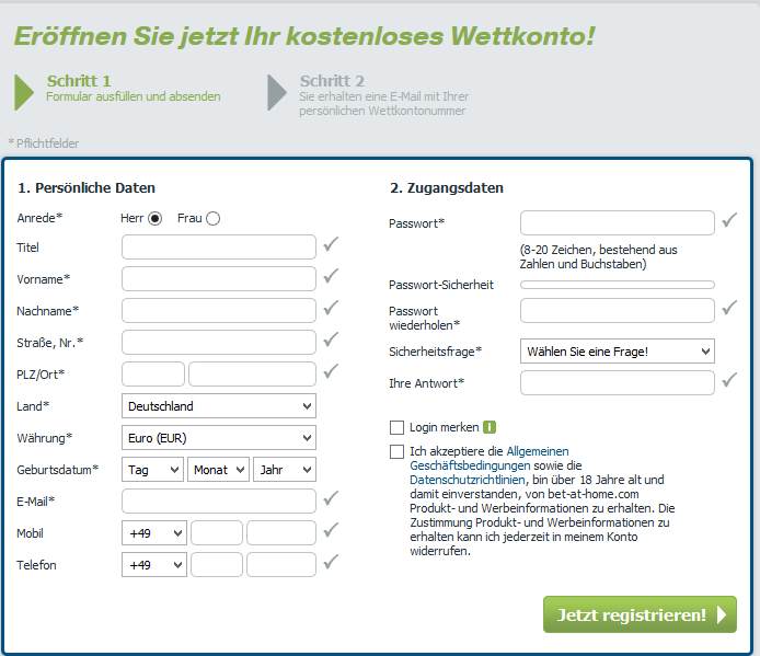Bet at home Informationen Anmeldung 1