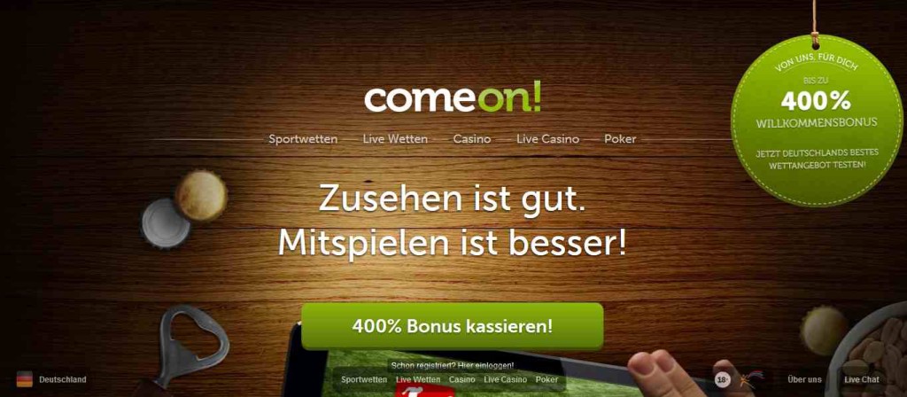 ComeOn Webseite