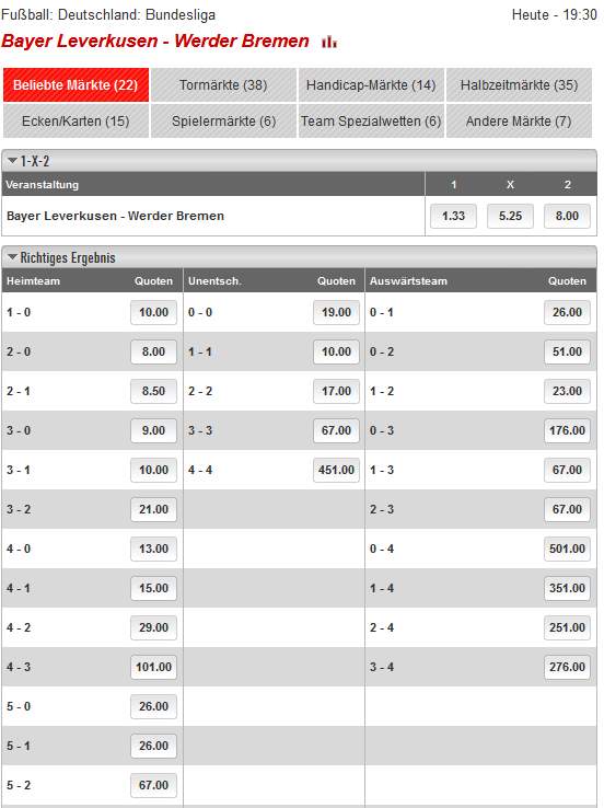 Ladbrokes Informationen: Wettangebot beim Sportwetten Anbieter Ladbrokes für Fußballwetten
