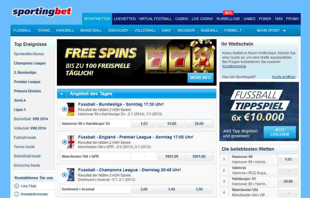 Sportingbet Informationen Webseite