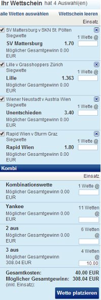 Sportingbet Informationen Wettschein