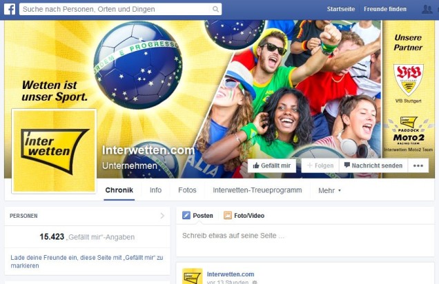Interwetten Informationen Facebook