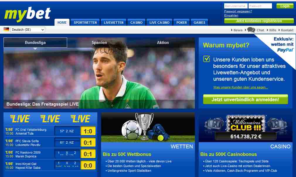 Wettbonus beim Buchmacher Mybet