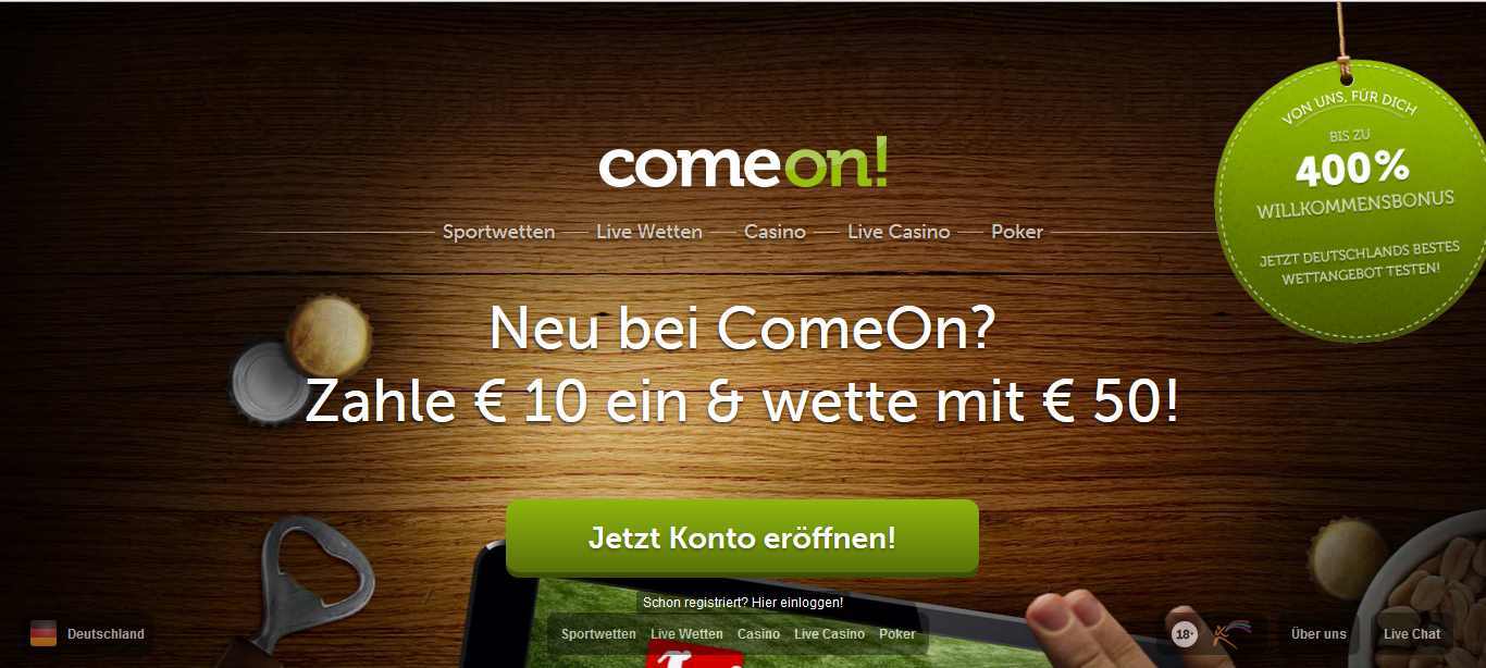 Buchmacher ComeOn ist einer von zahlreichen jungen Sportwetten Anbietern.