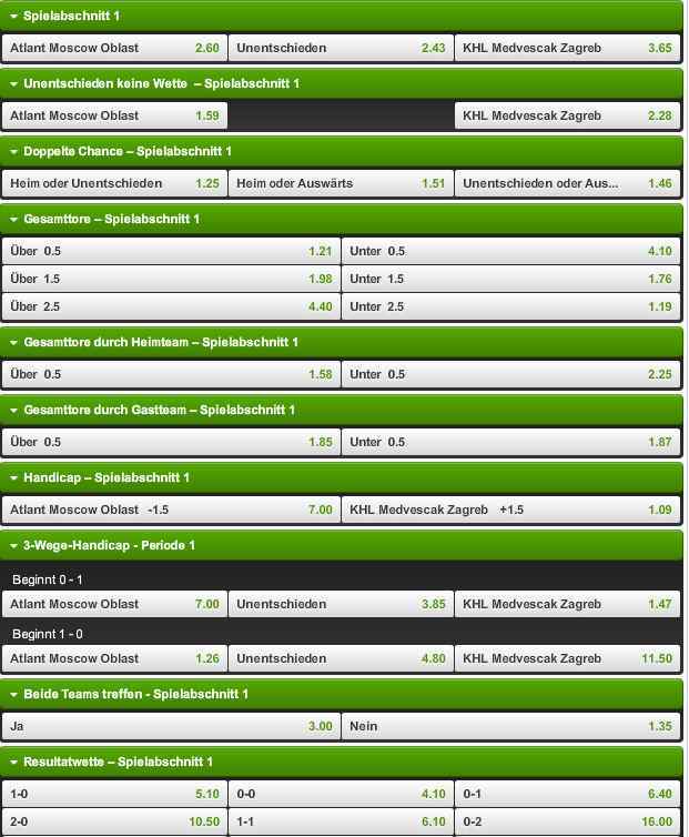 Eishockey Wetten unibet 1 Drittel