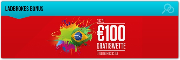 Der britische Buchmacher Ladbrokes bietet für Neukunden eine Gratsiwette im Wert von maximal 100 Euro an.