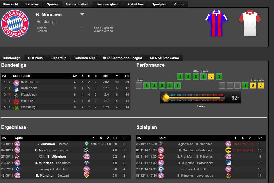 Statistikbereich beim Wettanbieter bet365.