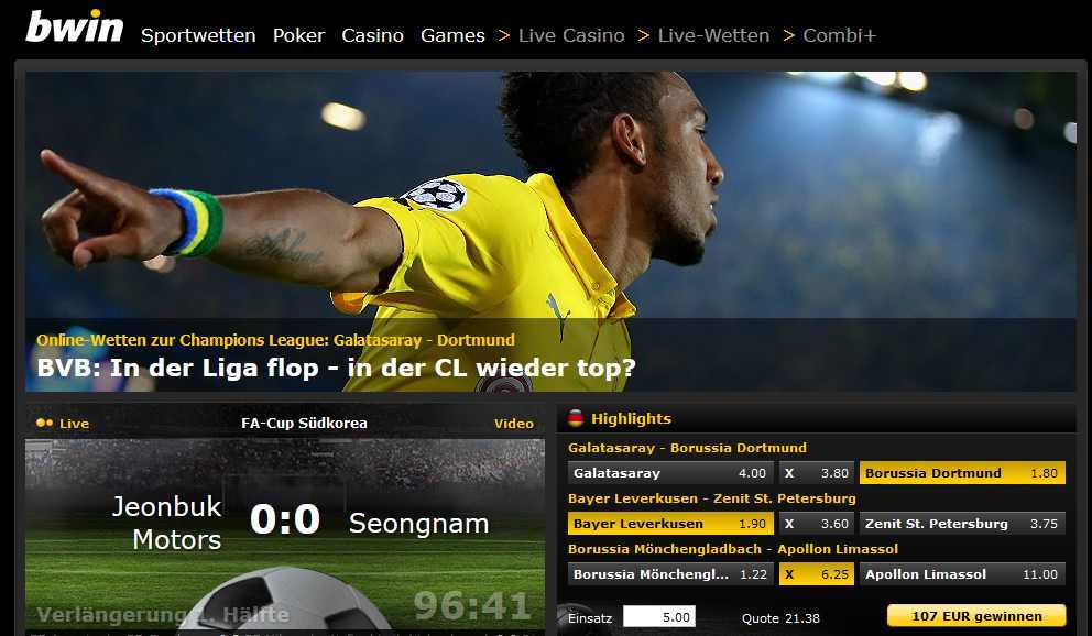 Sportwetten - bwin, einer der populärsten Buchmacher im deutschsprachigen Raum.