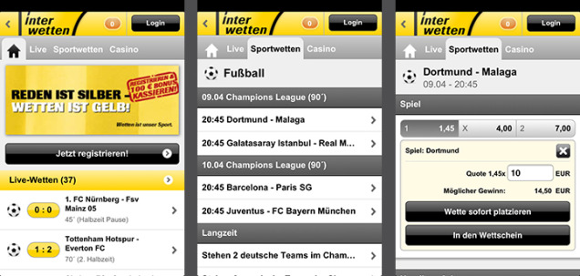 interwetten app platzieren