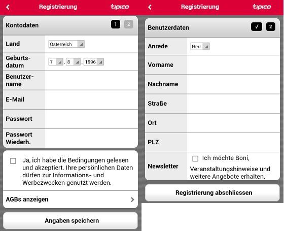 tipico app Anmeldung