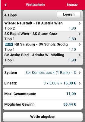 tipico app Wettschein