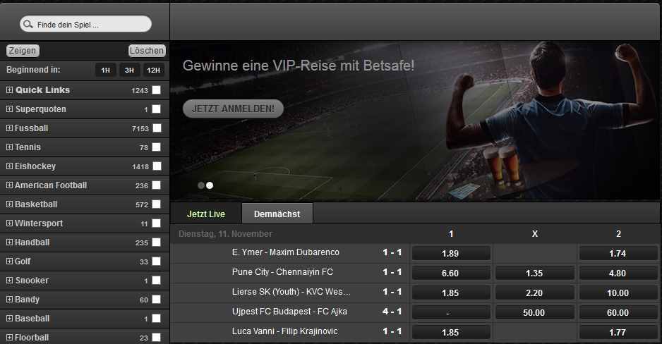 Betsafe Erfahrungen - Wettangebot