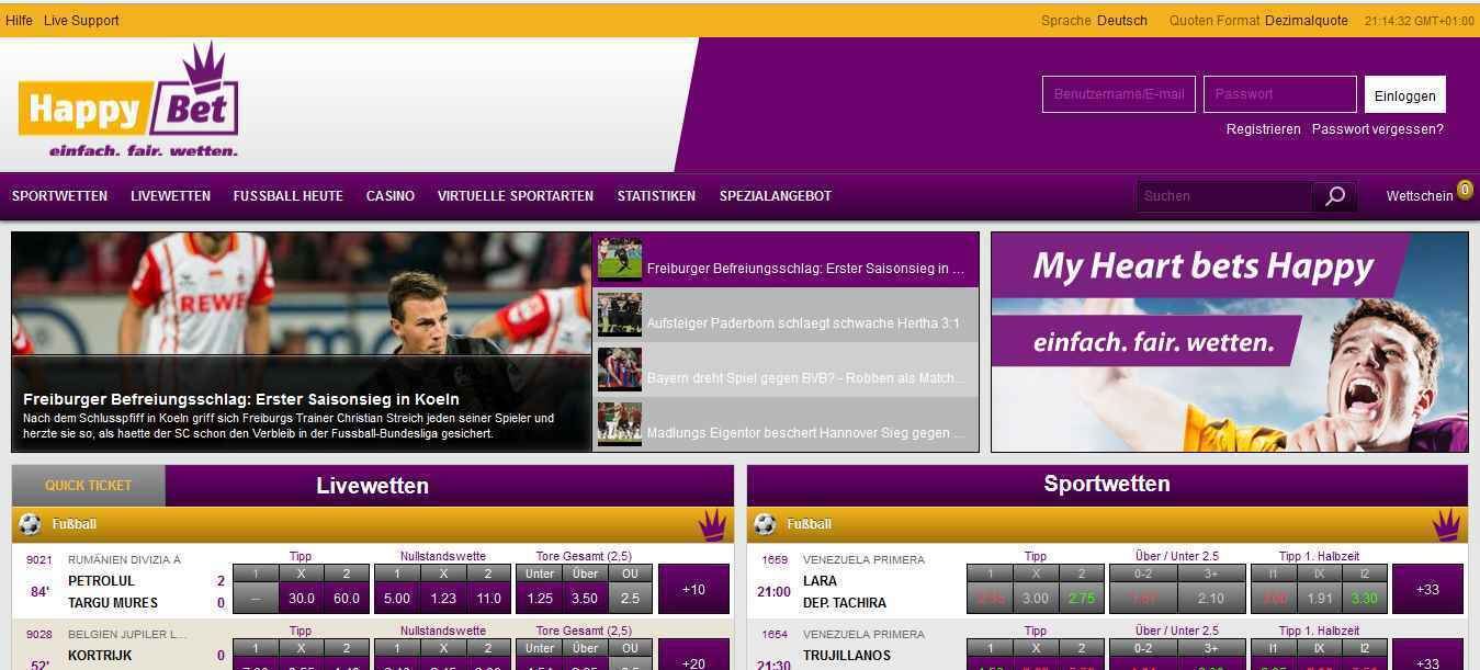 Happybet Erfahrungen - Webseite