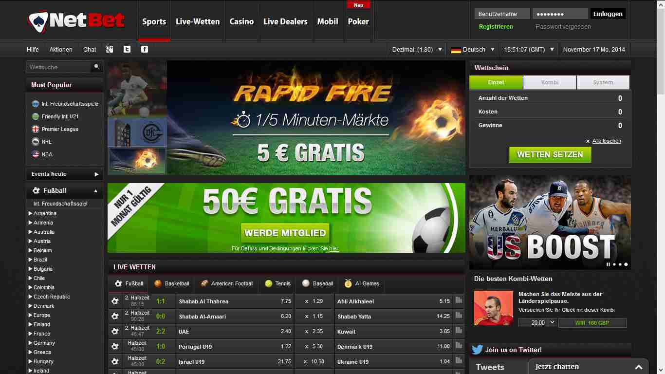 NetBet Webseite