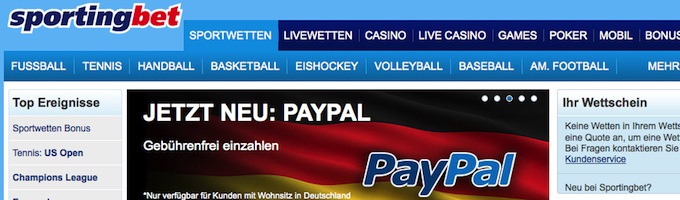 Geld Sportwetten - Sportingbet Einzahlung