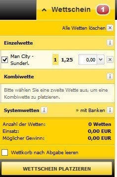 Wetten auf Favoriten - Quote Interwetten