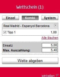 Wetten auf Favoriten - Quote Tipico