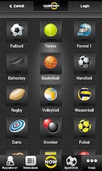 Cashpoint App - Sportarten