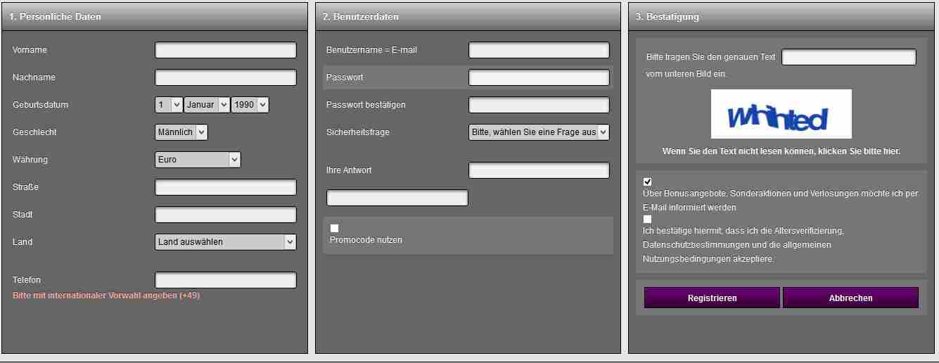 Happybet Informationen - Anmeldung