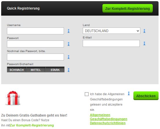 Mobilbet Bonus - Anmeldung