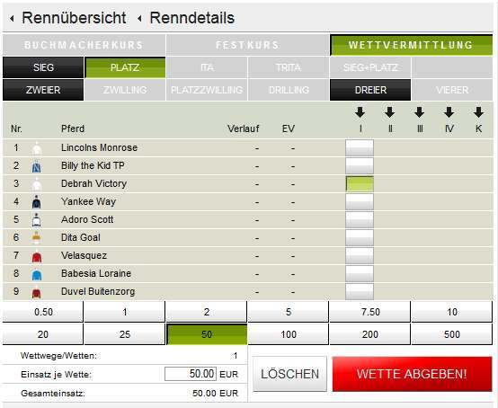 Pferderennen - Digibet Platzwette