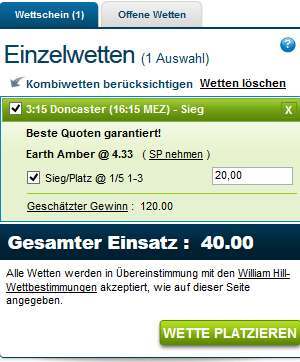 Pferderennen - William Hill Sieg Platzwette