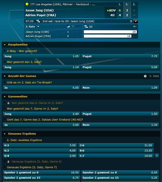 Tenniswetten - bwin Livewetten