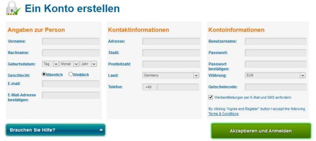 Winner Informationen - Anmeldung