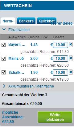 Winner Informationen - Wettschein