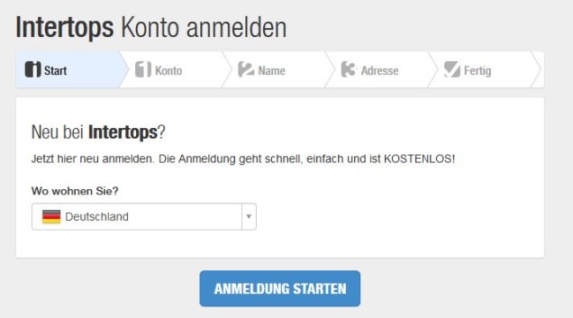 Intertops Informationen - Anmeldung 1