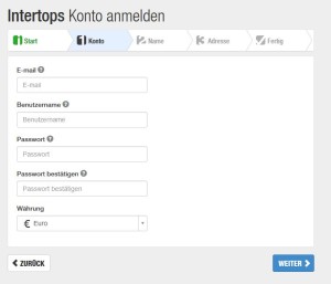 Intertops Informationen - Anmeldung 2