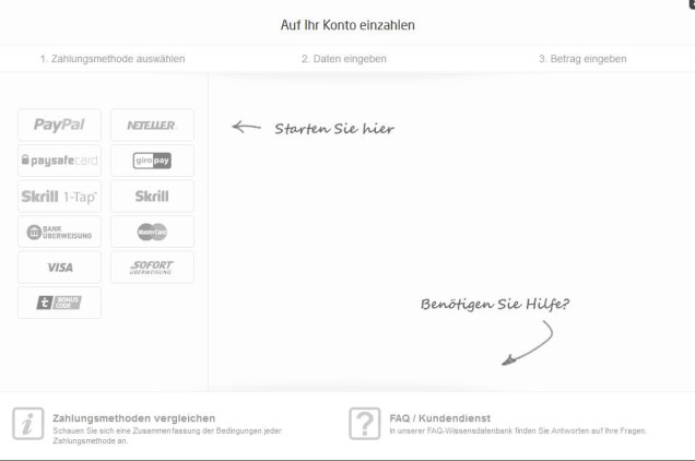 Tipico Zahlungsmethoden - Einzahlung