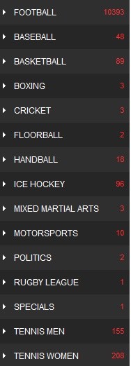 Redbet App - Sportarten