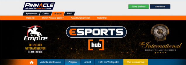 eSport bei Pinnacle: Ein eigener Bereich.