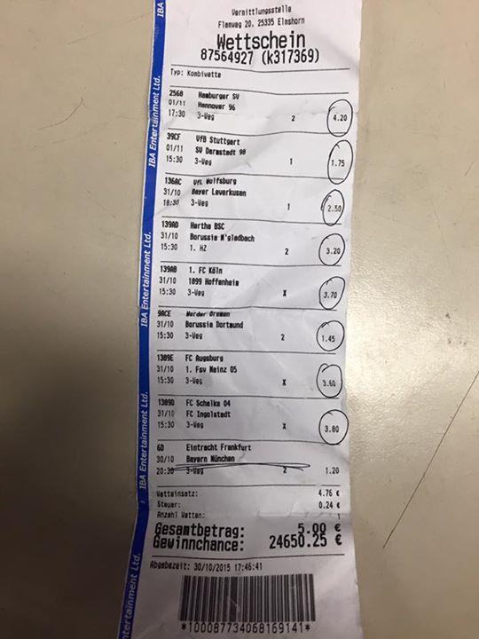 Bet3000 Gewinner - Wettschein