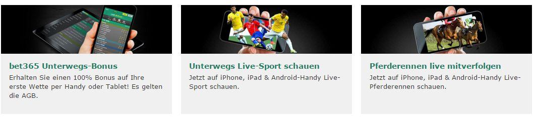 Handy und Tablet Bet365 Mobile Bonus