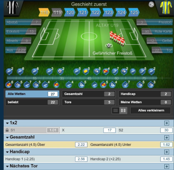 Livewetten am Beispiel des Buchmachers 1xBet