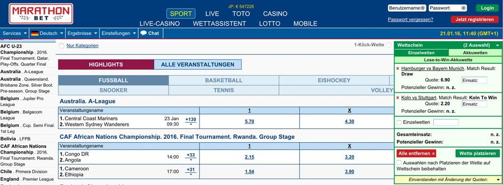 Marathonbet Erfahrungen - Optik