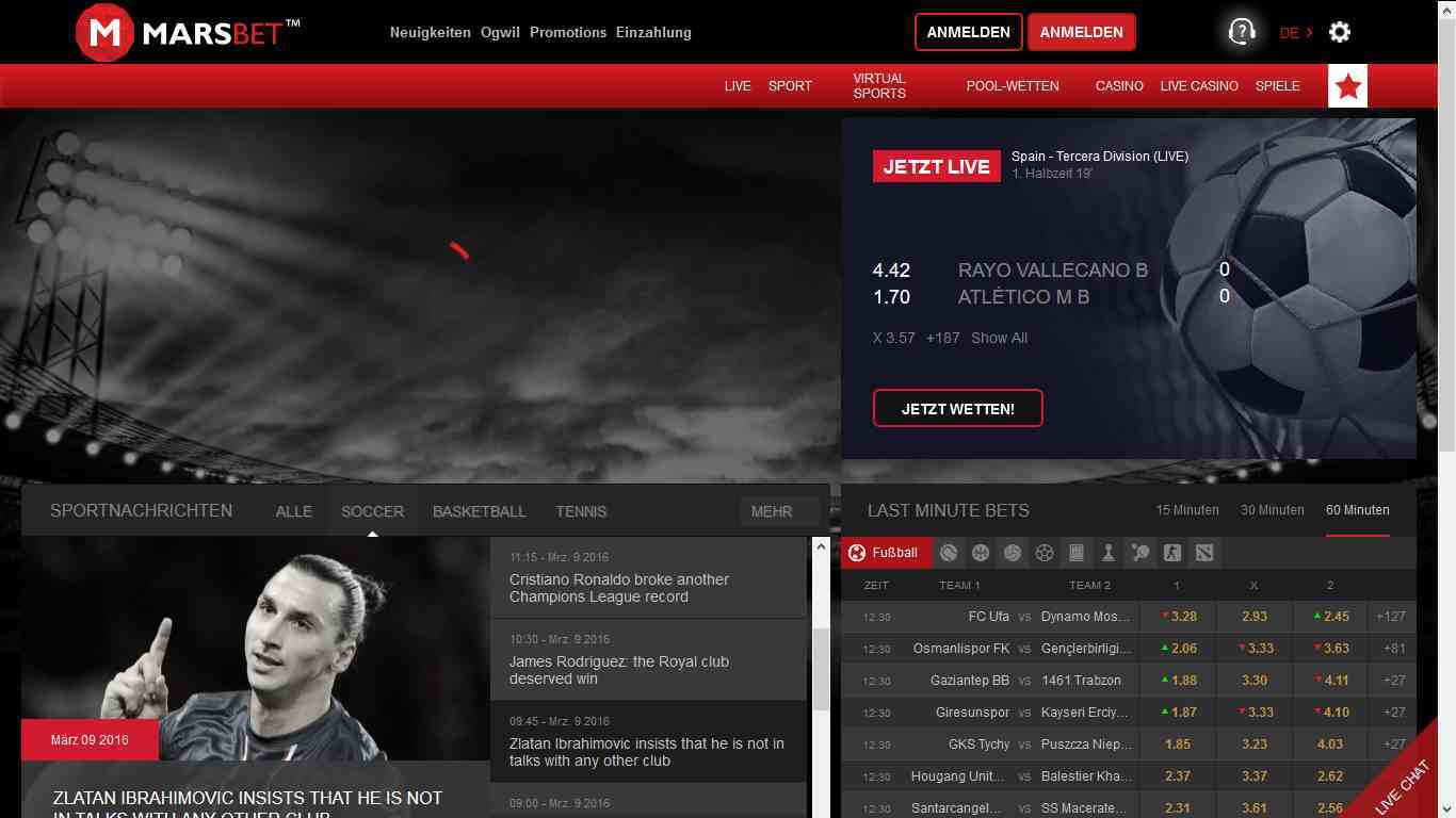 Marsbet - Webseite