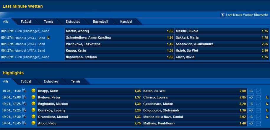 Admiral Sportwetten - Wettquoten