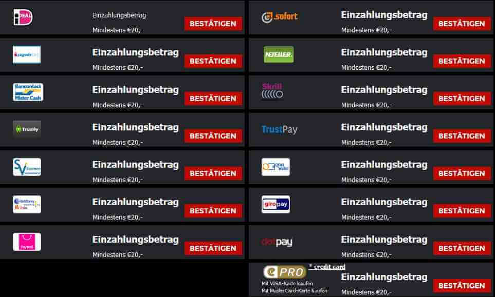 b-Bets Erfahrungen - Einzahlung