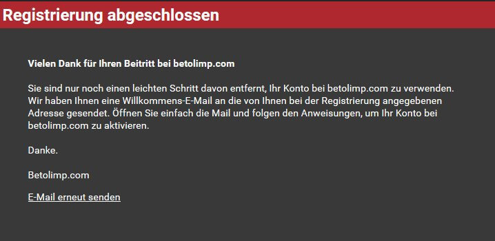 Betolimp - Bestätigung