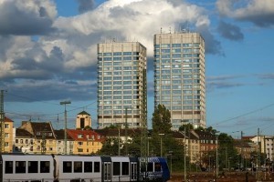 Die Zwillingstürme: Wahrzeichen der Stadt Mainz, für die der 1. FSV Mainz 05 steht.