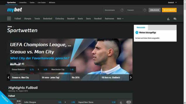 mybet Test - Webseite