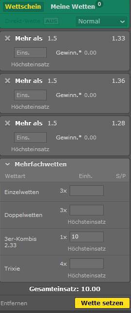 Torwetten - Kombiwetten