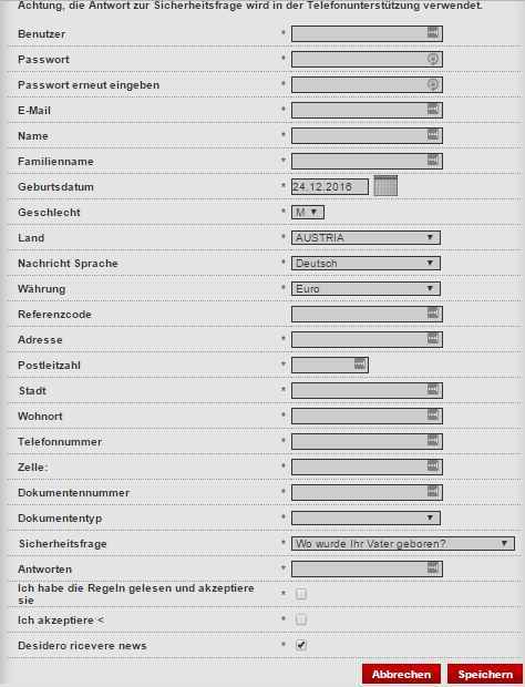 BetRebels Test - Online Formular