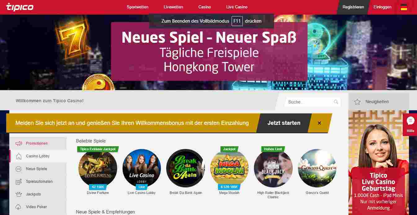 Tipico Casino Erfahrungen - Header
