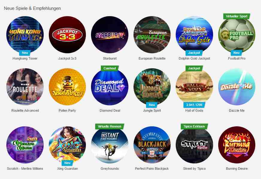 Tipico Casino - Spieleangebot