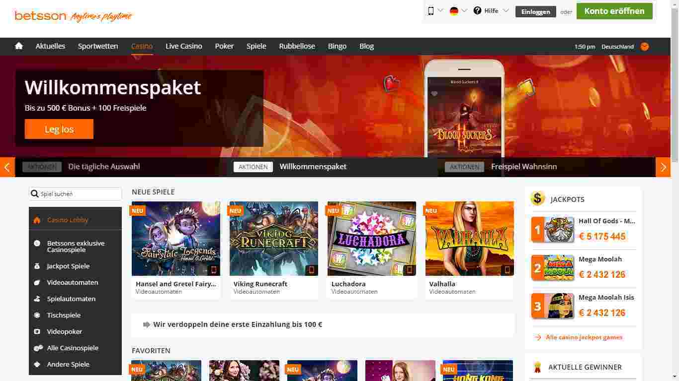Betsson Casino Erfahrungen – Das Online Casino von Betsson im Test