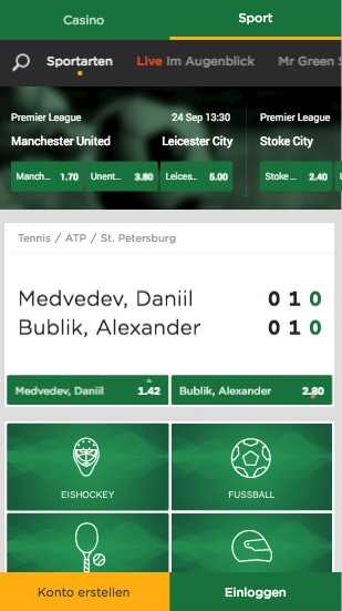Mr. Green App - Sportwetten